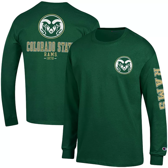 Men's Champion Green Colorado State Rams Team Stack Long Sleeve T-Shirt, Size: 3XL, CST Green