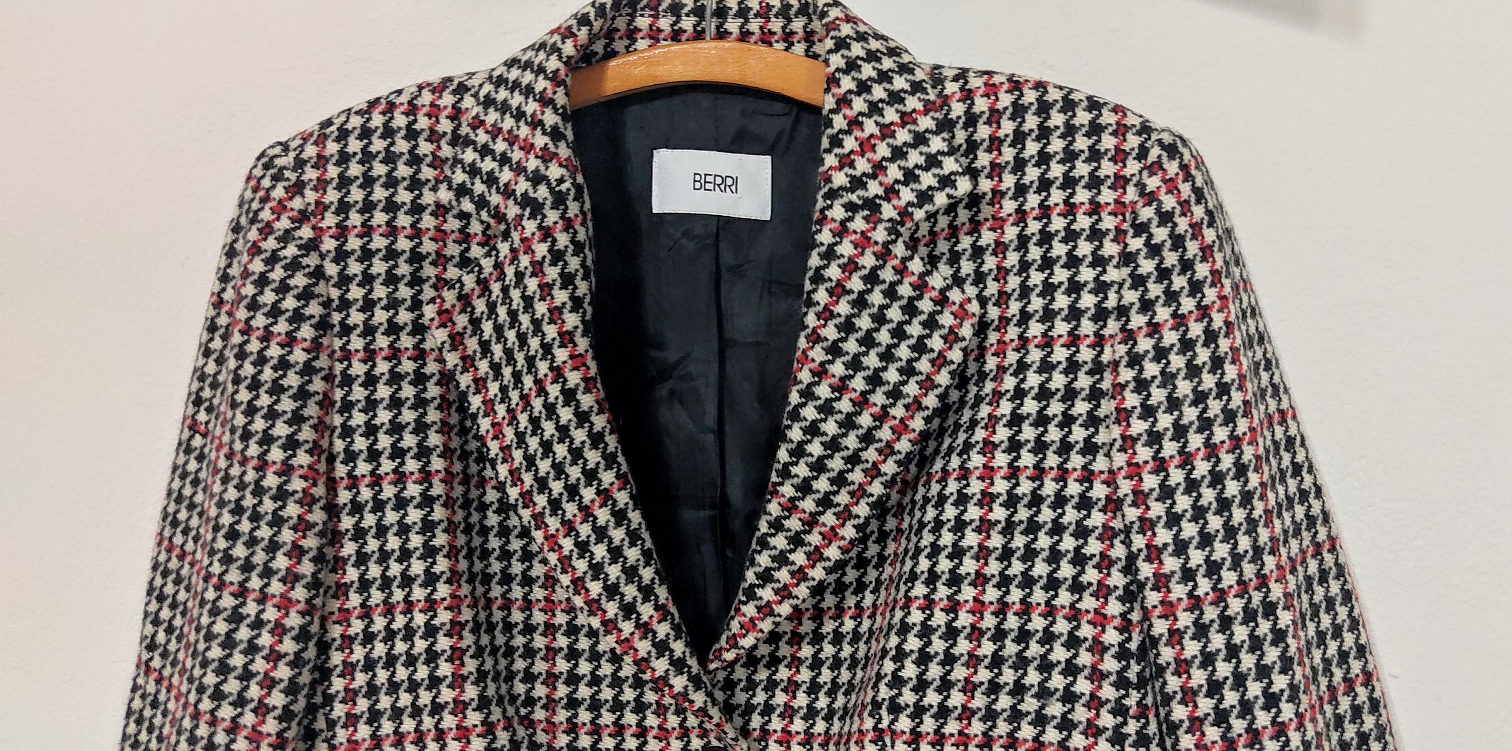 Vintage Oversized Houndstooth Wool Blend Blazer