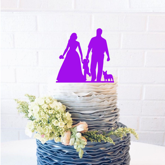 Wedding Cake Topper Bride & Groom Silhouette Swinging Boy Family Family Topper Silhouette Dog