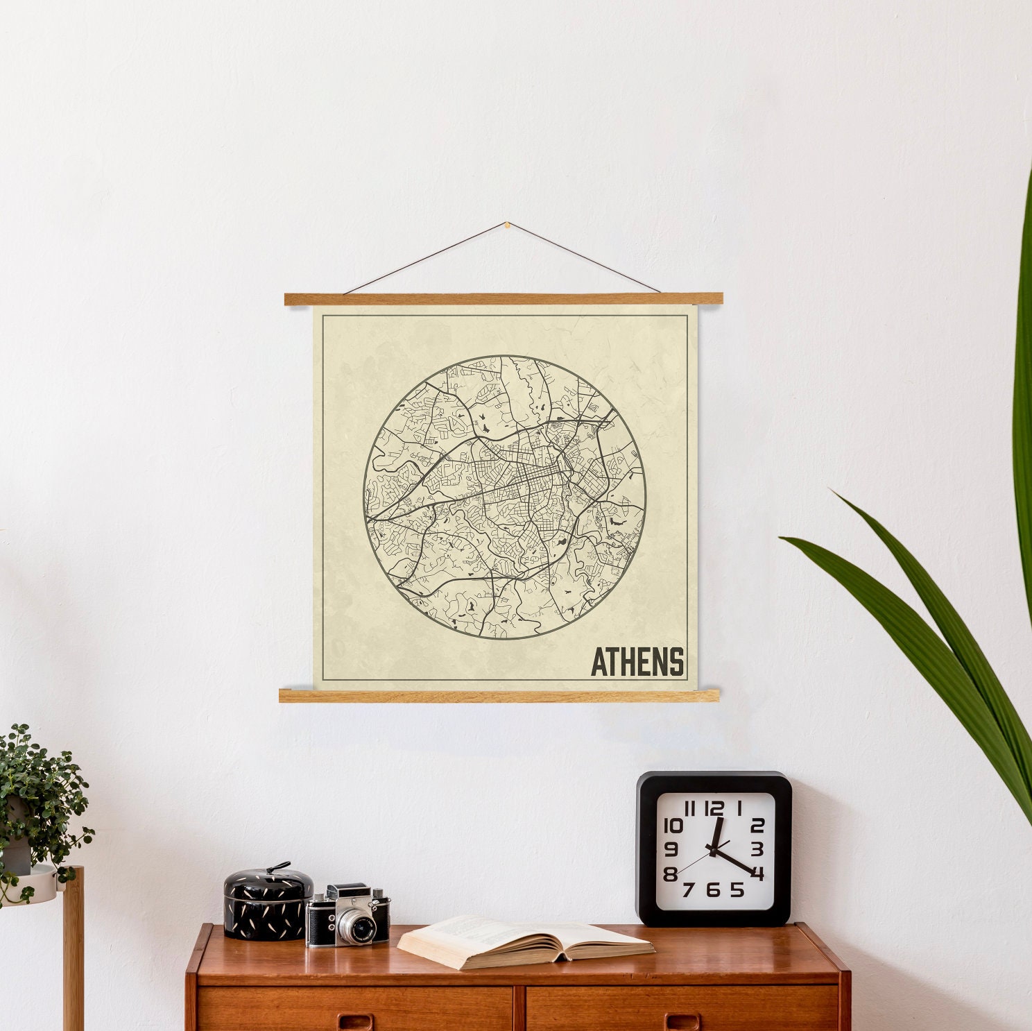 Athens Georgia Square Map | Hanging Canvas Of Printed Marketplace