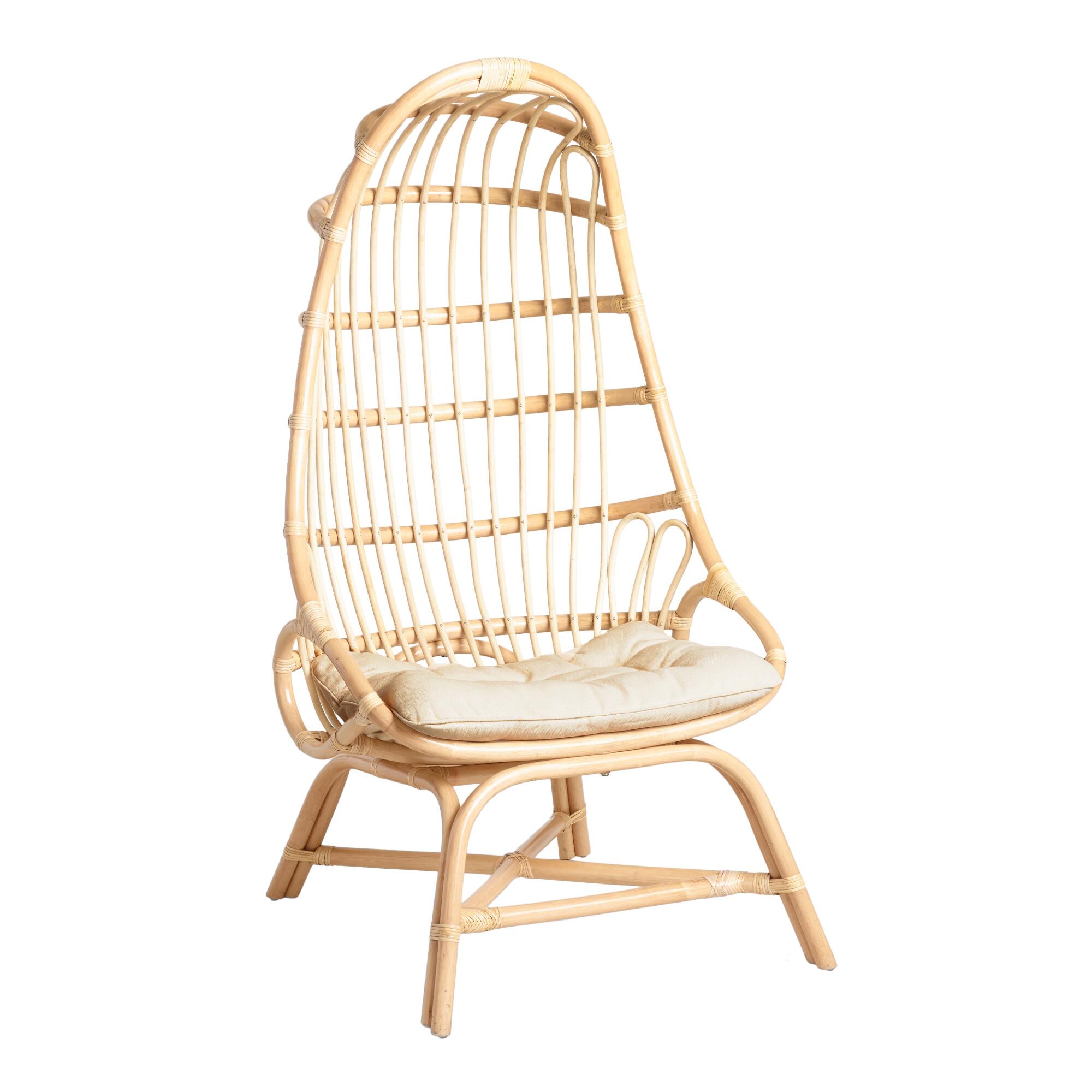 Natural Rattan Fallon Cocoon Chair with Cushion by World Market