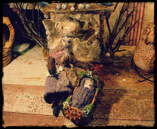 Fae Baby & Rocking Cradle, Natural Materials, Custom Order, Fairy Doll, House, Waldorf, Woodland