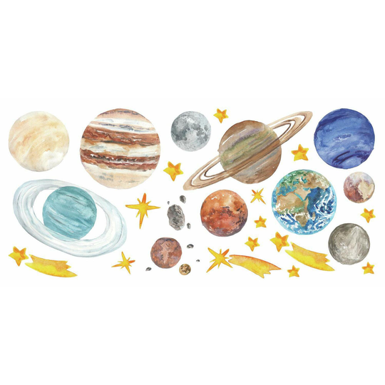 Watercolor Planet Peel and Stick Wall Decals 26 Piece: Multi by World Market