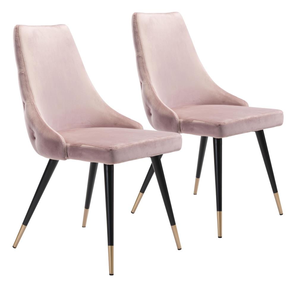 Zuo Modern Set of 2 Piccolo Contemporary/Modern Polyester/Polyester Blend Upholstered Dining Side Chair (Metal Frame) in Pink | 101088