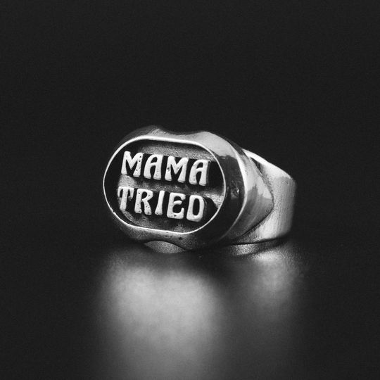 Mama Tried Chunky Silver Unisex Ring | Country Music Jewelry Solid Mama Tried Merle Haggard Grand Ole Opry Inspired