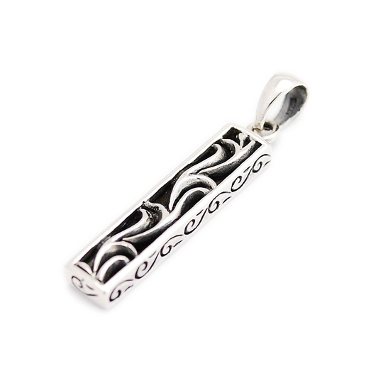 Rectangular/Tag/Pillar/Engraving/925 Sterling Silver Pendant/Silver Charm/Biker Jewelry/Gothic/Men's/Women's Ec-049