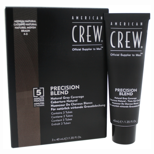 Precision Blend Hair Color Kit - 4-5 Medium Natural by American Crew for Men - 3 x 1.35 oz Hair Color