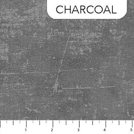 Cotton Charcoal Gray Blender Grunge-Look "Canvas" By Deborah Edwards For Northcott Quilter's Fabric Print The Yard D658.54