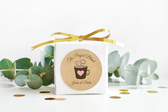 The Perfect Blend Stickers - Custom Wedding Kraft Pink & Brown Labels