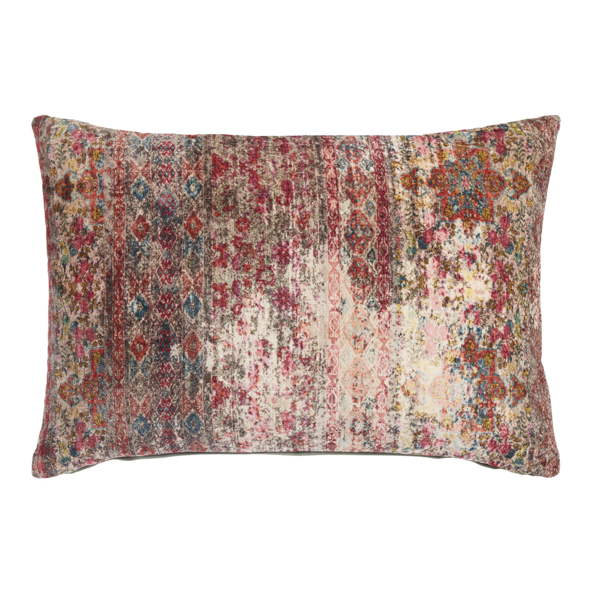 Oversized Distressed Persian Rug Print Lumbar Pillow by World Market
