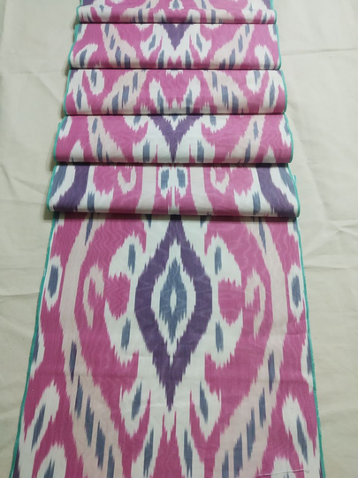 A Piece Of 3 Meters Uzbekistan Handwoven Orginal Ikat Fabric Cotton Organic Handmade