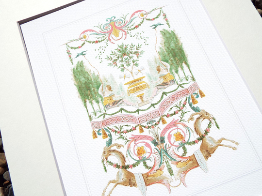 Antique French Decorative Pattern 8 Fine Art Print On Archival Watercolor Paper