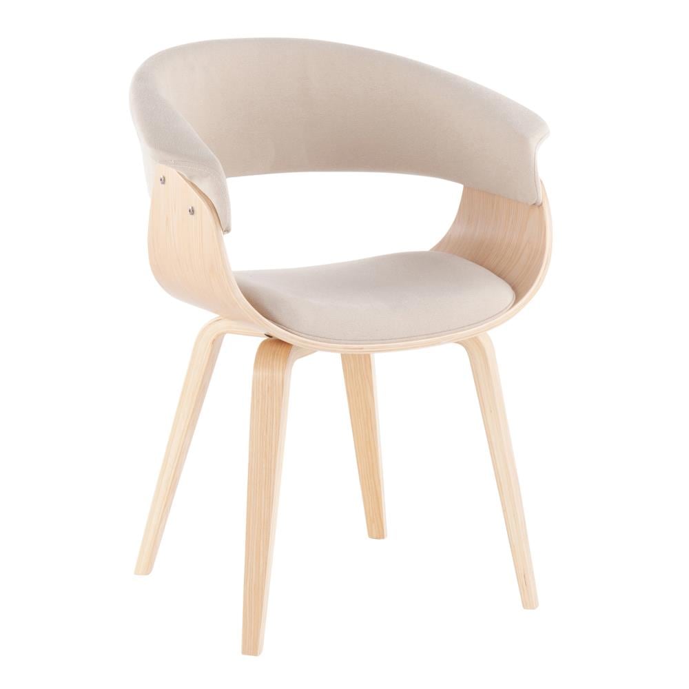 LumiSource Vintage Mod Contemporary/Modern Polyester Blend Upholstered Dining Arm Chair (Wood Frame) in Off-White | CH-VMONL NACR