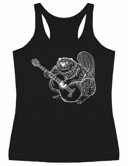 Beaver Playing Guitar Women's Tri-Blend Tank Top Gift For Her, Girlfriend Birthday, Musician Wife Gift, Music Gifts Mom Seembo