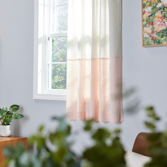 allen + roth 63-in Blush Color Block Polyester Blend Light Filtering Back Tab Single Curtain Panel in Pink | LB63-983