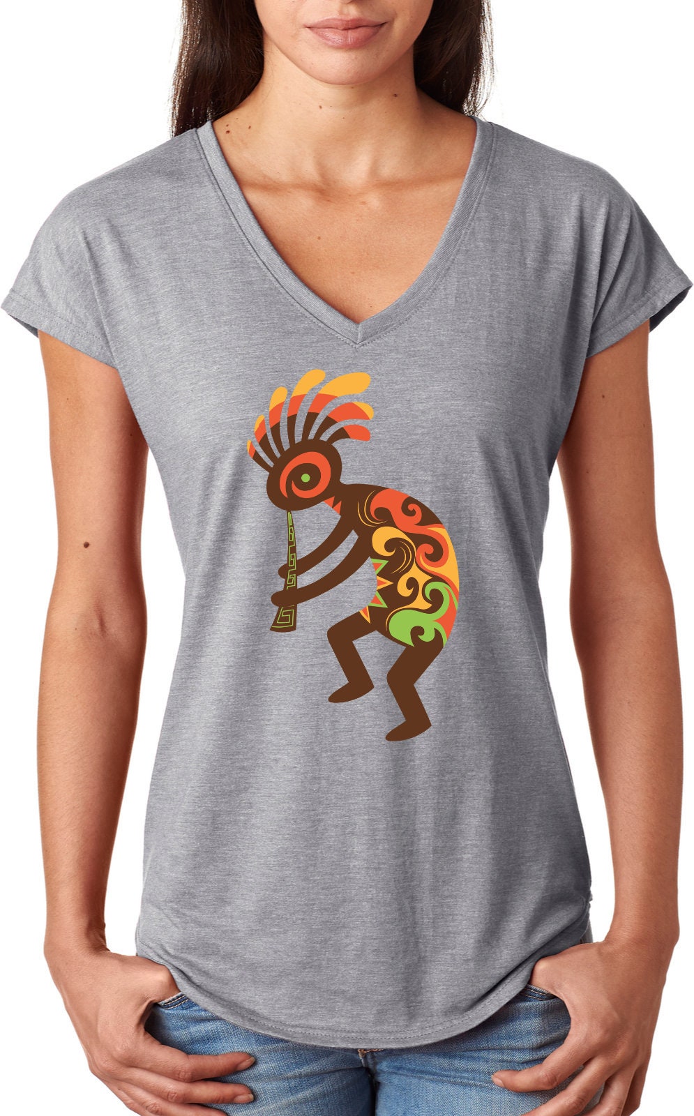Kokopelli Ladies Tri-Blend V-Neck Shirt Kokopelli-6750Vl