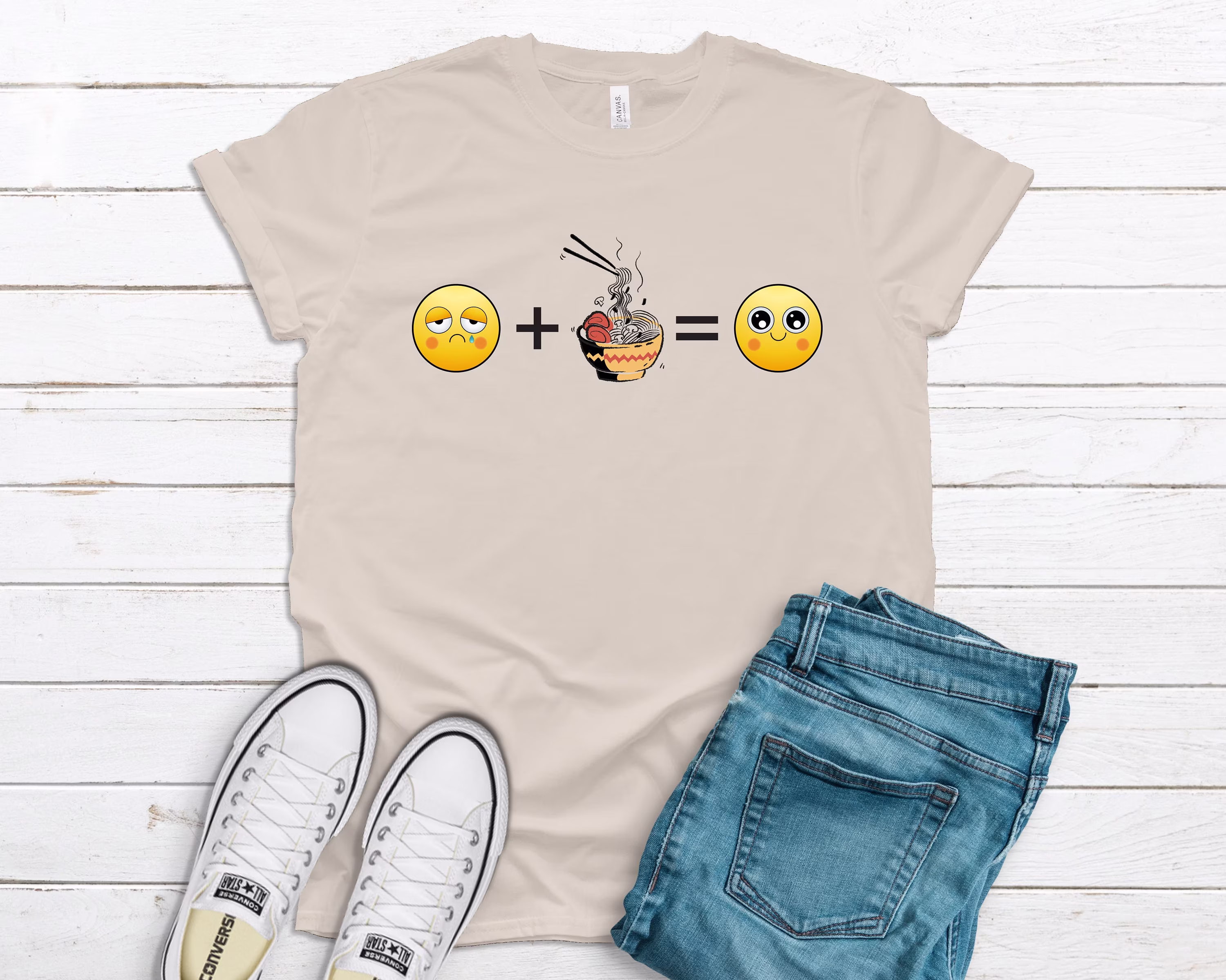 Ramen Bowl Shirt/Tank Top Hoodie Sad Plus Equals Happy Traditional Japanese Food Noodles Gift Asian Noodle Bowls
