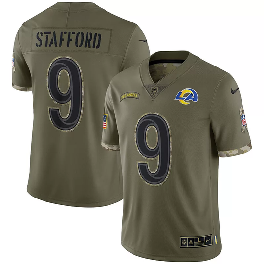 Men's Nike Matthew Stafford Olive Los Angeles Rams 2022 Salute To Service Limited Jersey, Size: Large, Multicolor