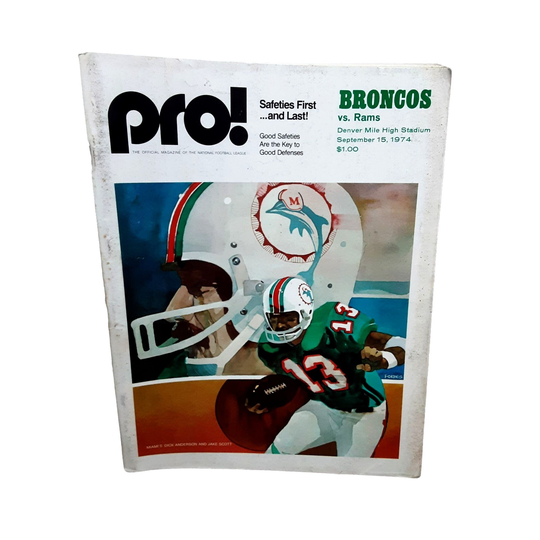 Pro Game Day Magazine September 15 1974 Denver Broncos Rams Dolphins