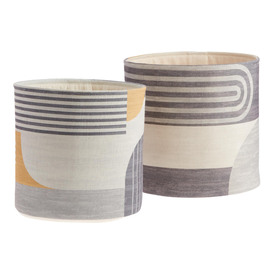 Gray and Yellow Recycled Fabric Maeve Basket - Medium by World Market