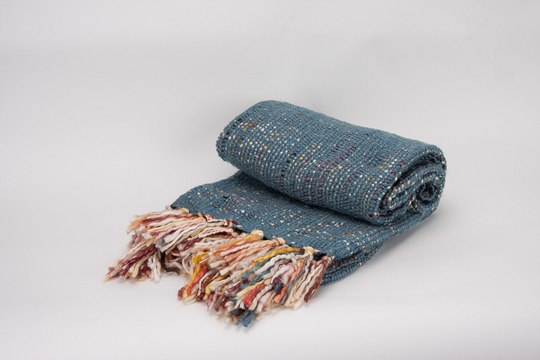 Ultra Soft Crocheted Blue Throw Blanket