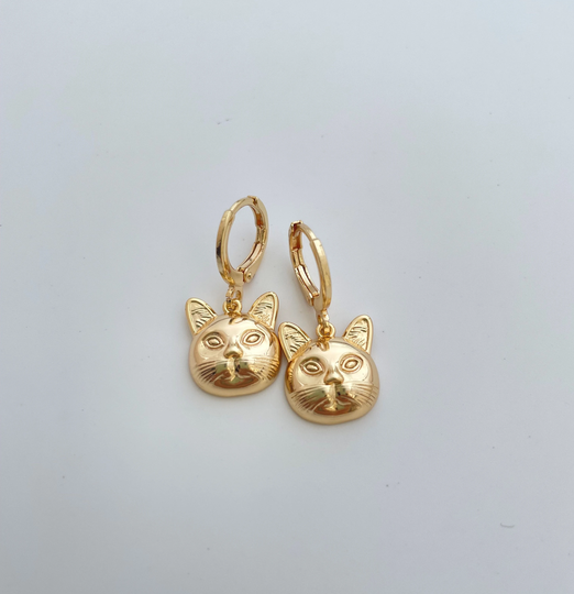 Gold 25mm Cat Hoop Earring Endless Hoops Huggies