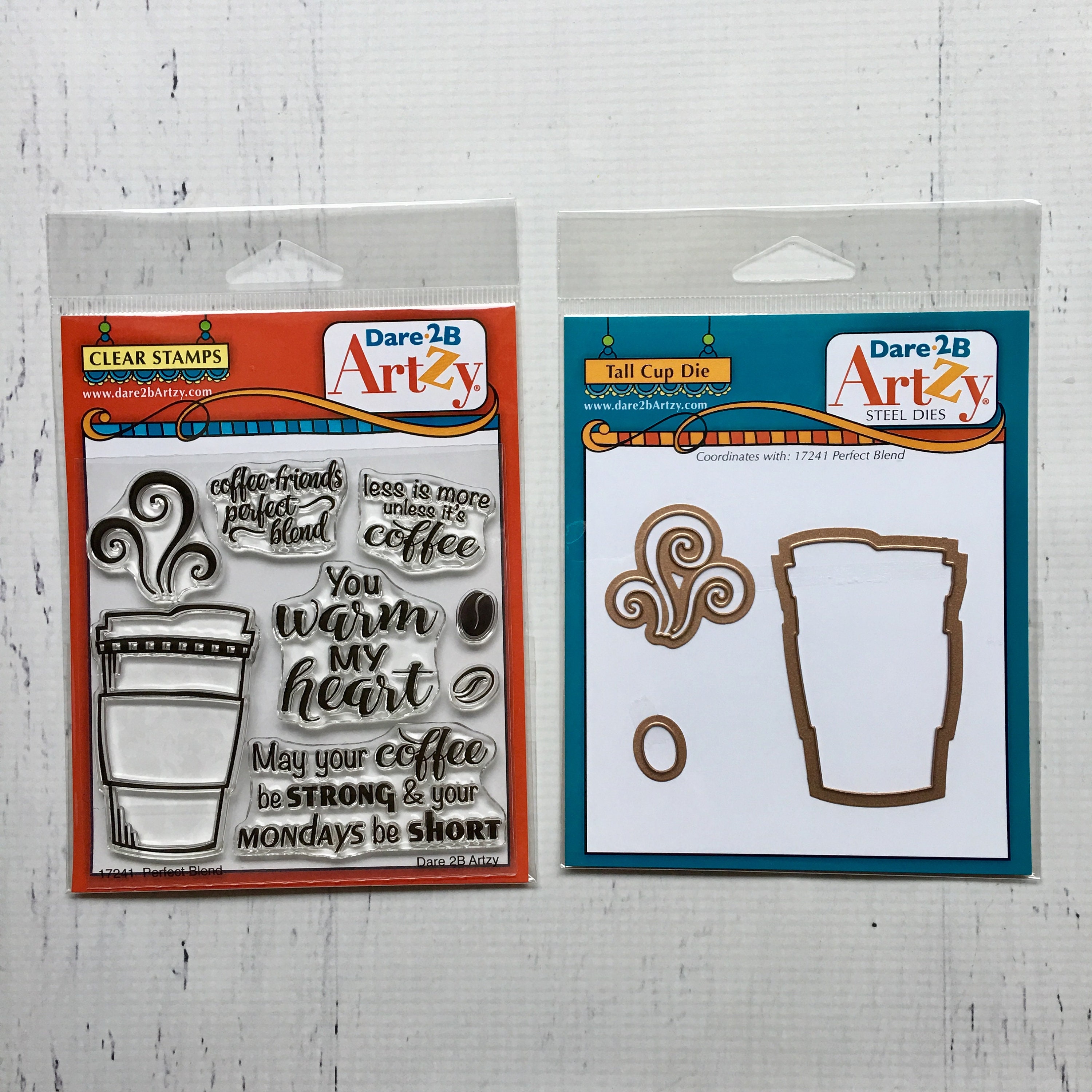 Dare 2B Artzy Perfect Blend Stamp/Die Set, Warm My Heart, Card Making, Papercrafting, Scrapbooking, Coffee, Friend, Mondays, Sentiments