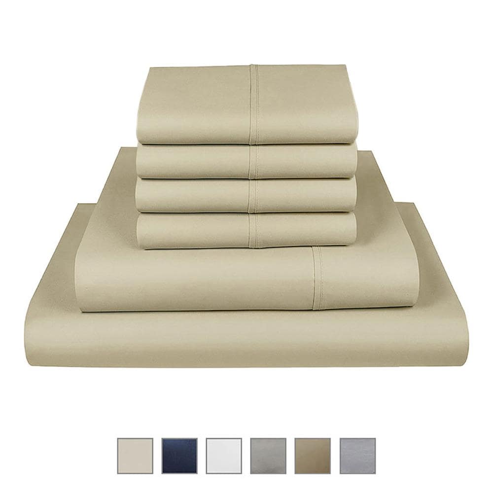 Fisher West New York fwny King Cotton Polyester Blend 4-Piece Bed Sheet in Brown | 810018901370