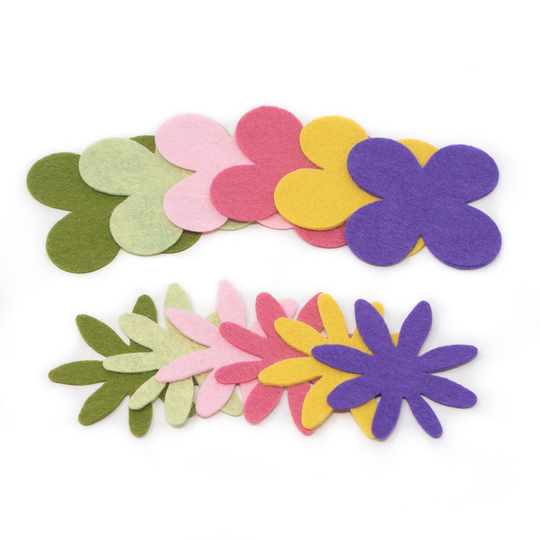 24 Julia Wool Blend Felt Die Cut Applique Flowers - Spring Garden Colors