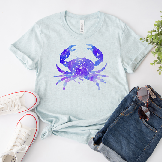 Crab T-shirt, Beach Shirt, Crabby Top, Women's Shirts, Fishing T-shirt, Seafood Tee, Animal Lover Gift, Vacation T-shirt, Beach Party Tshirt - Small
