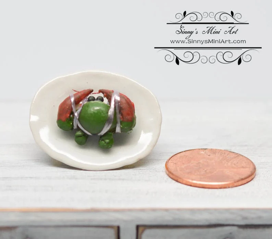 112 Dollhouse Miniature Crab On Plate Bd K3057