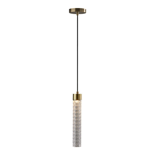 Antique Brass and Textured Glass LED Harriet Pendant Lamp: Metallic by World Market