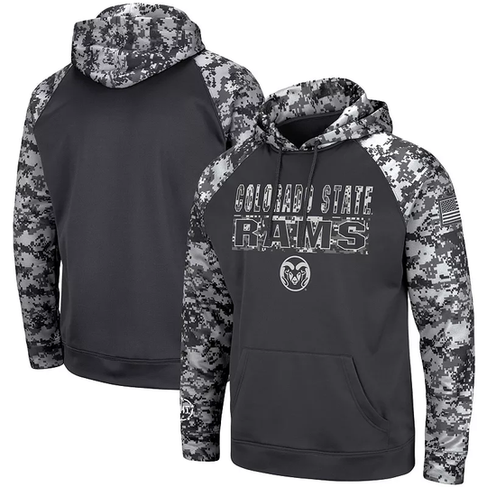 Men's Colosseum Charcoal Colorado State Rams OHT Military Appreciation Digital Camo Pullover Hoodie, Size: 3XL, Grey