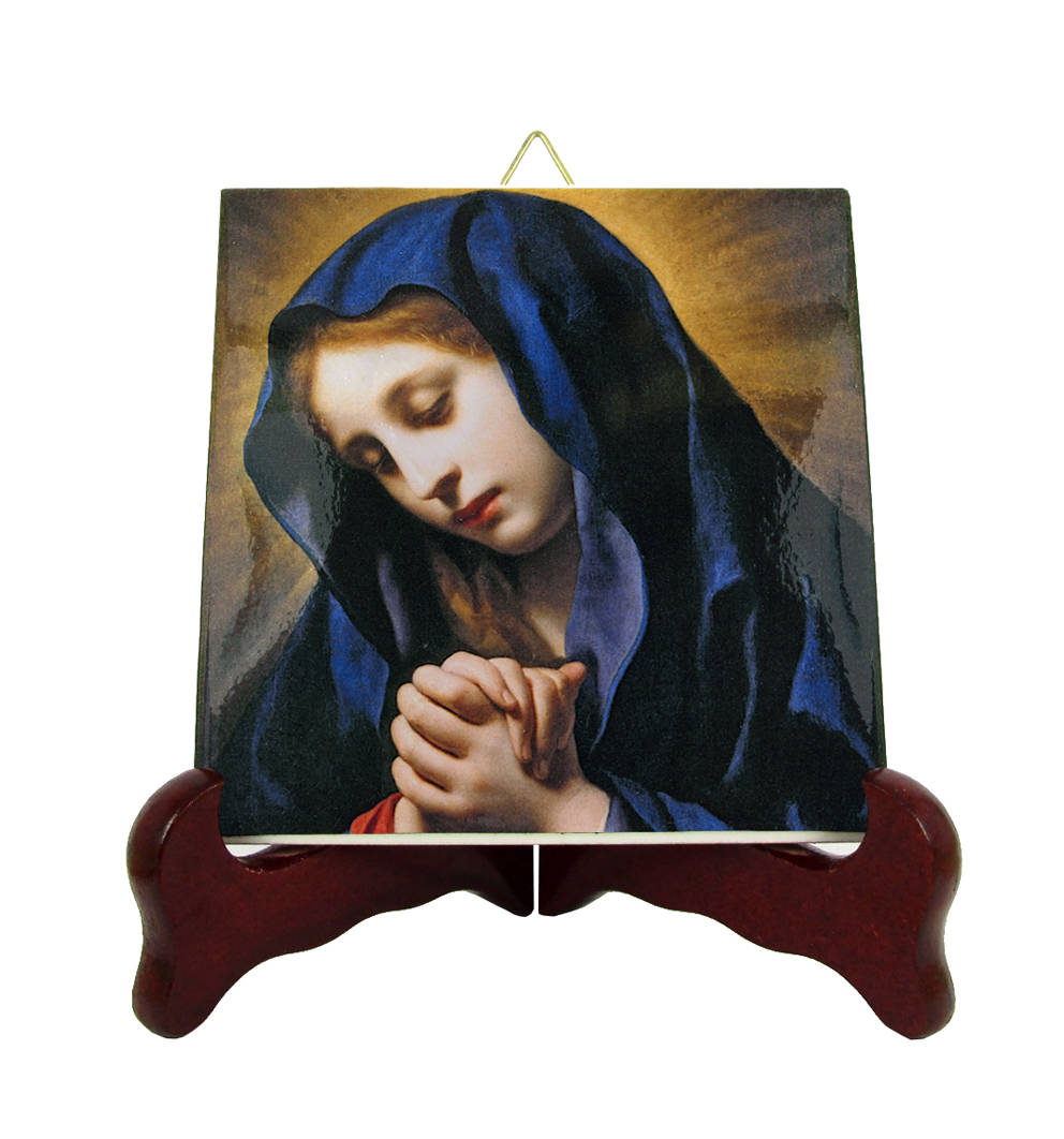 Catholic Art - Virgin Of The Annunciation Christian Icon On Tile Mary Religious Painting By Carlo Dolci Gifts