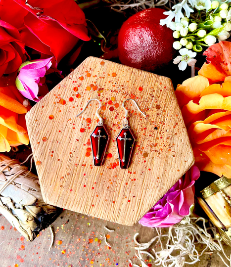 Queen Anne's Vampires ~ Vampire Coffin Earrings Tribute To Anne Rice, Jewelry, Earrings, & Casket