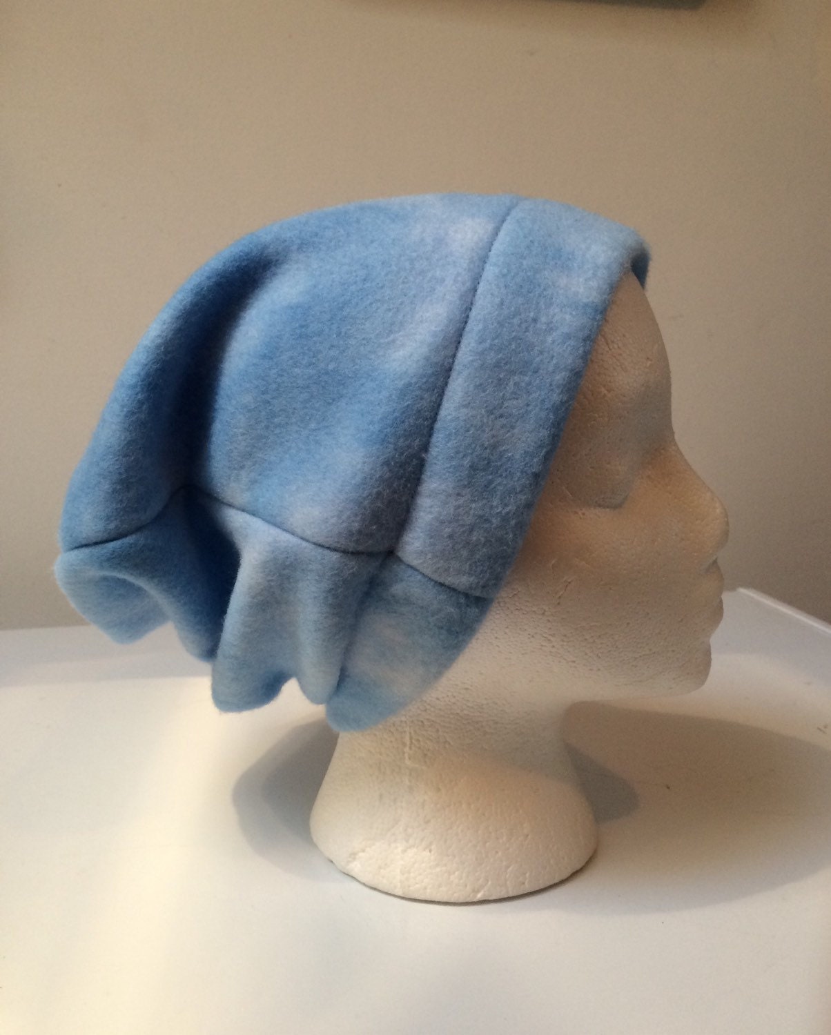 Fleece Slouchy Blended Blue & White Winter Beanie, Hat, Hipster