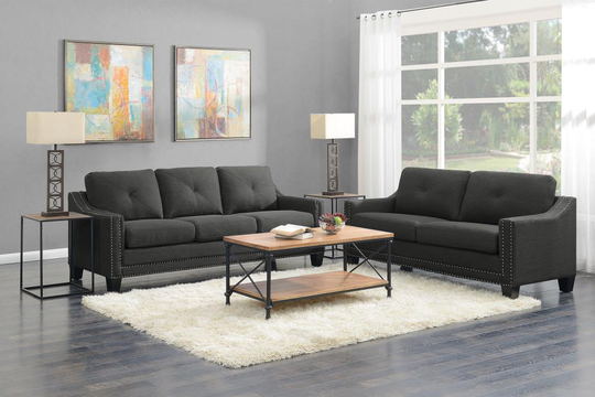 Picket House Furnishings Mauldin Modern Polyester/Polyester Blend Charcoal Living Room Set in Gray | UMO0902PC