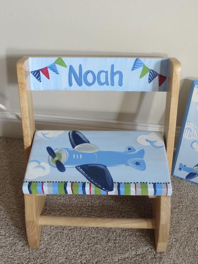 Personalized Chair Step Flip Stool Airplane Banner