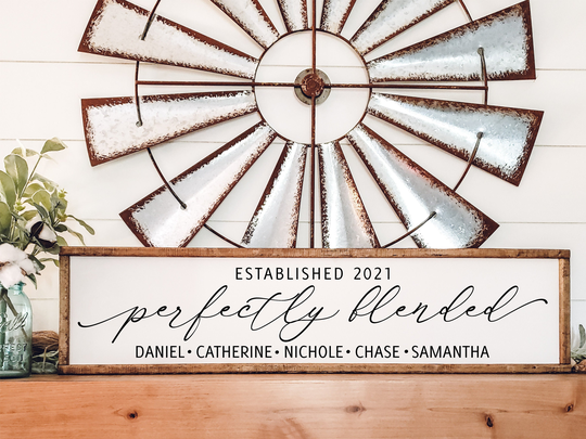 Blended Family Sign, Perfectly Perfect Blend Wedding Gift, Wood Room Sign, Framed Wooden Sign