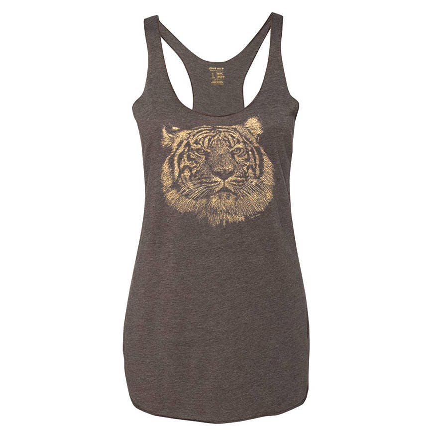 Women's Tri-Blend Tiger Tank Top, 10% Donated To Animal Causes, Gift