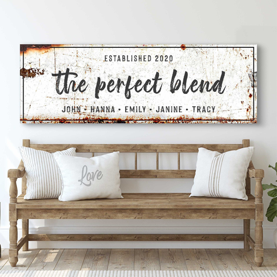 The Perfect Blend Sign Living Room Wall Art Décor Personalized Blended Family Signs Established Canvas Home Decor