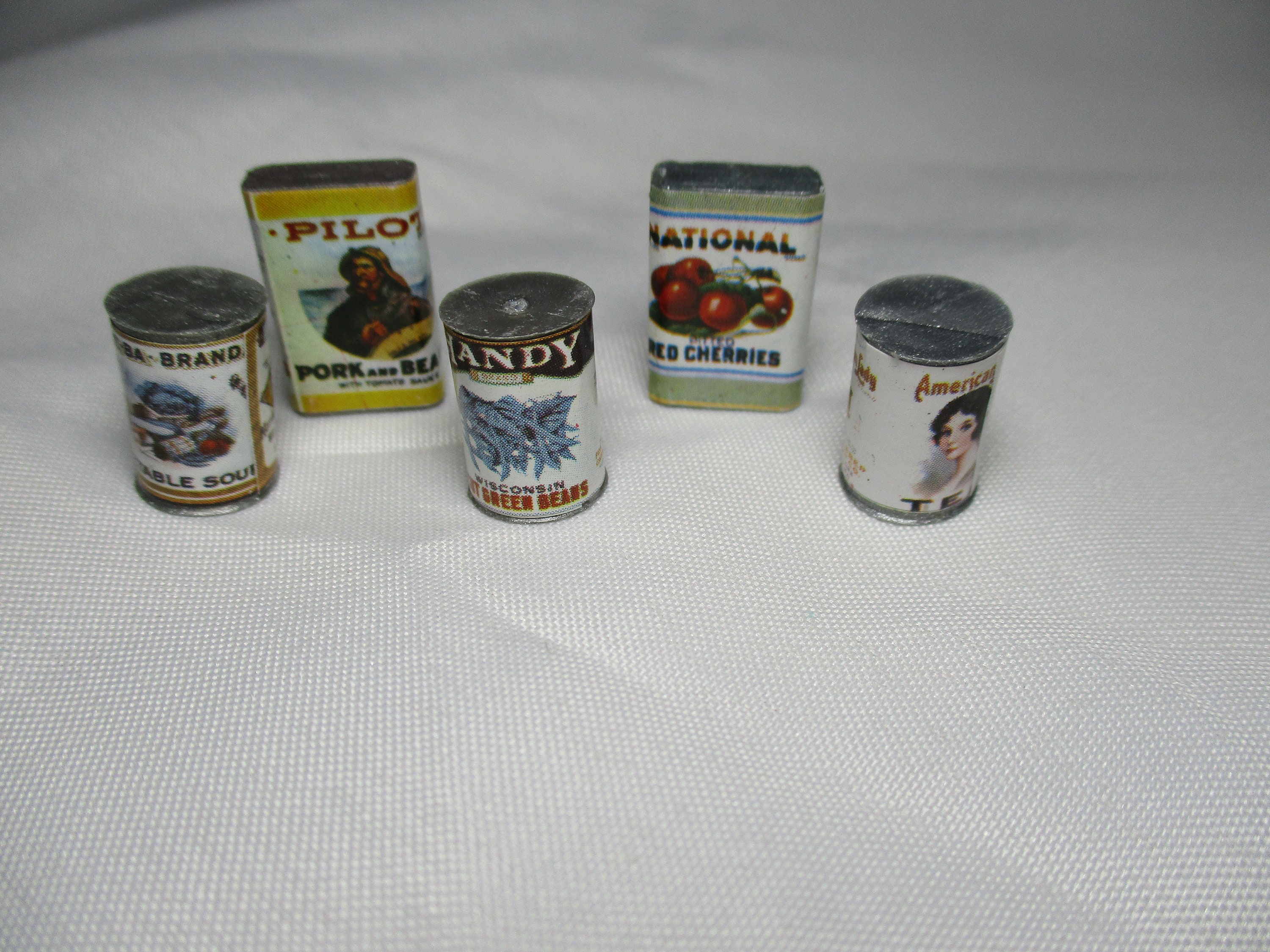 Vintage Doll House Minitures Can Fruit & Vegetables For Kitchen