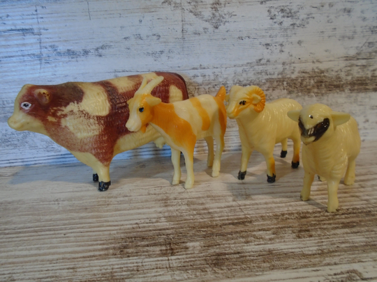 Sale Celluloid Animal Cow Sheep Lamb Goat Ram Farm Barn Miniature Terrarium Fairy Garden Toy Plastic Craft Supply Lot | #3892