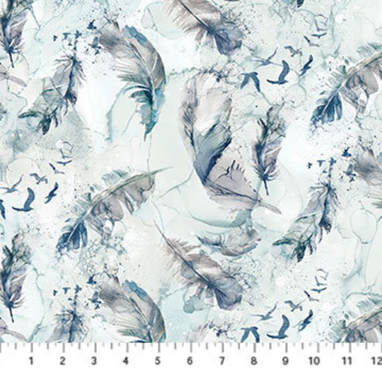 Northcott Stonehenge Soar Bliss Feathers Moody Blues Essential Basics, Blender Fabric By The Yard & Fat Quarter