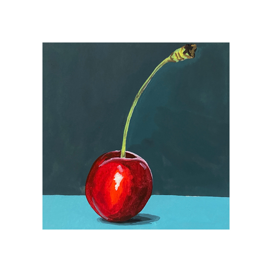 Single Cherry Still Life 6x6 Print