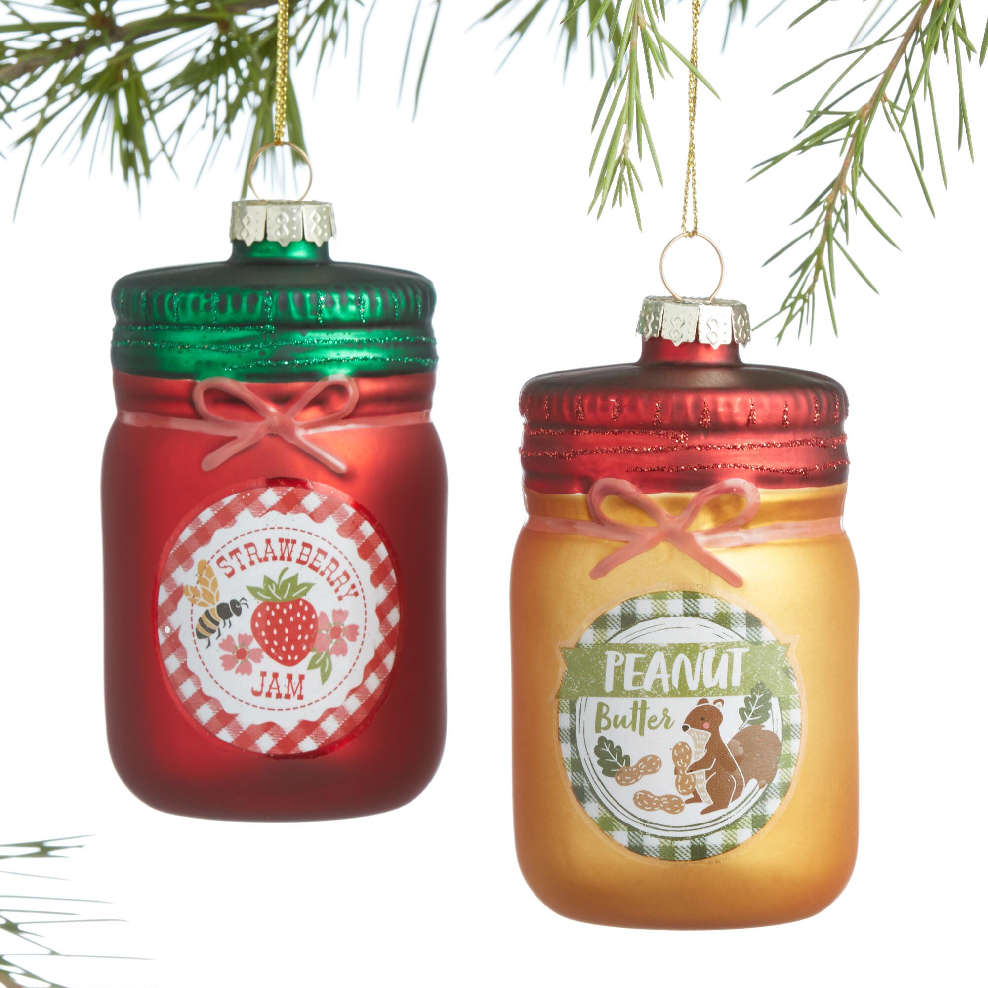Glass Peanut Butter and Jam Ornaments Set of 2: Multi by World Market