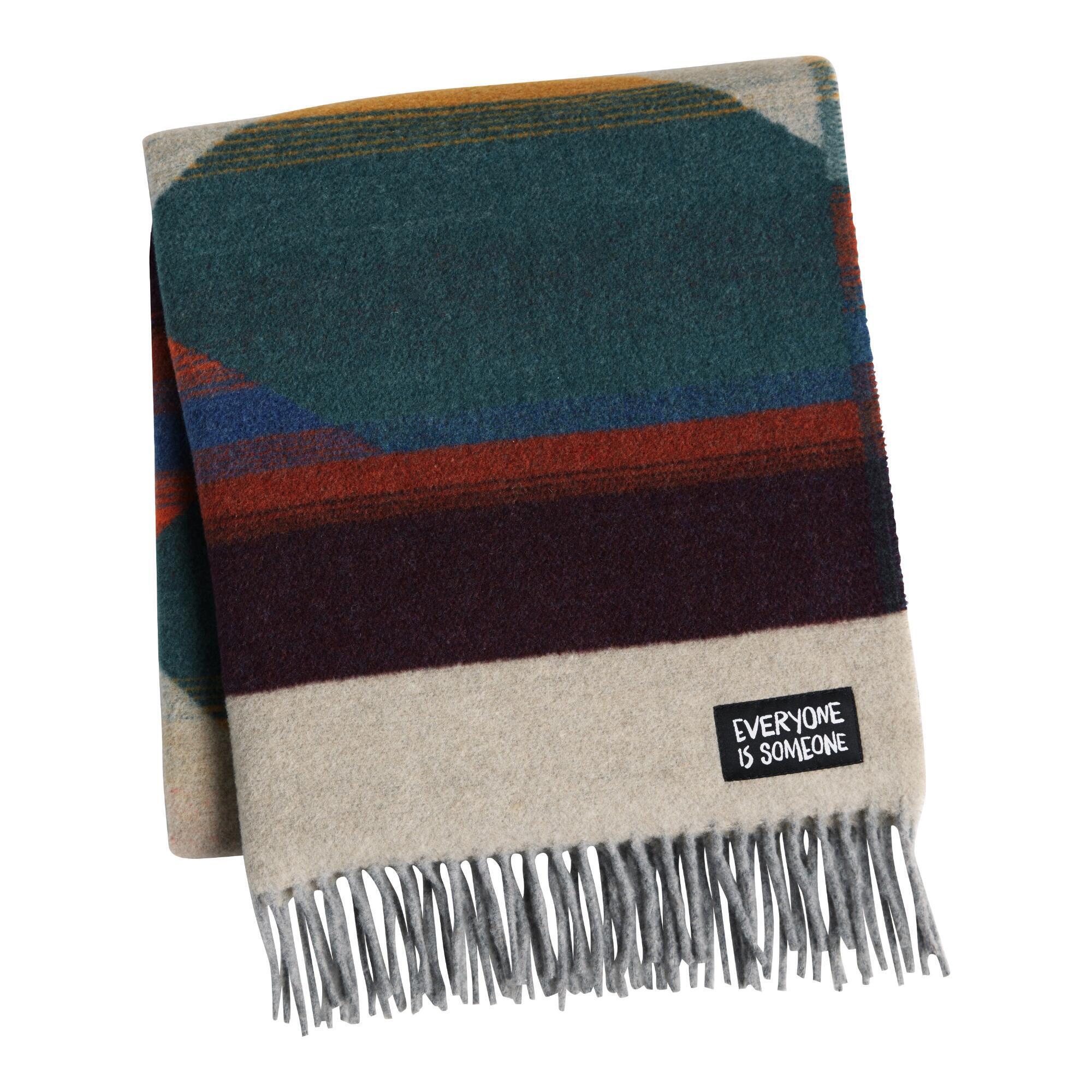 Sackcloth & Ashes Mountain Tropic Kids Blanket and Book: Blue/Green/Orange/White/Yellow/Multi - Acrylic by World Market