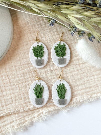 Plant Clay Earrings + Minimalist Lightweight Handmade Gifts For Moms & Sisters