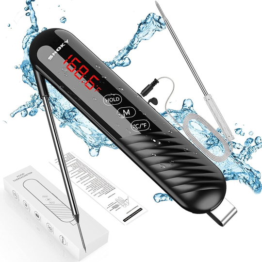 Snoky Digital Meat Thermometer Instant Read, 2-in-1 Dual Probe Food Cooking Thermometer with Alarm Set and Magnet