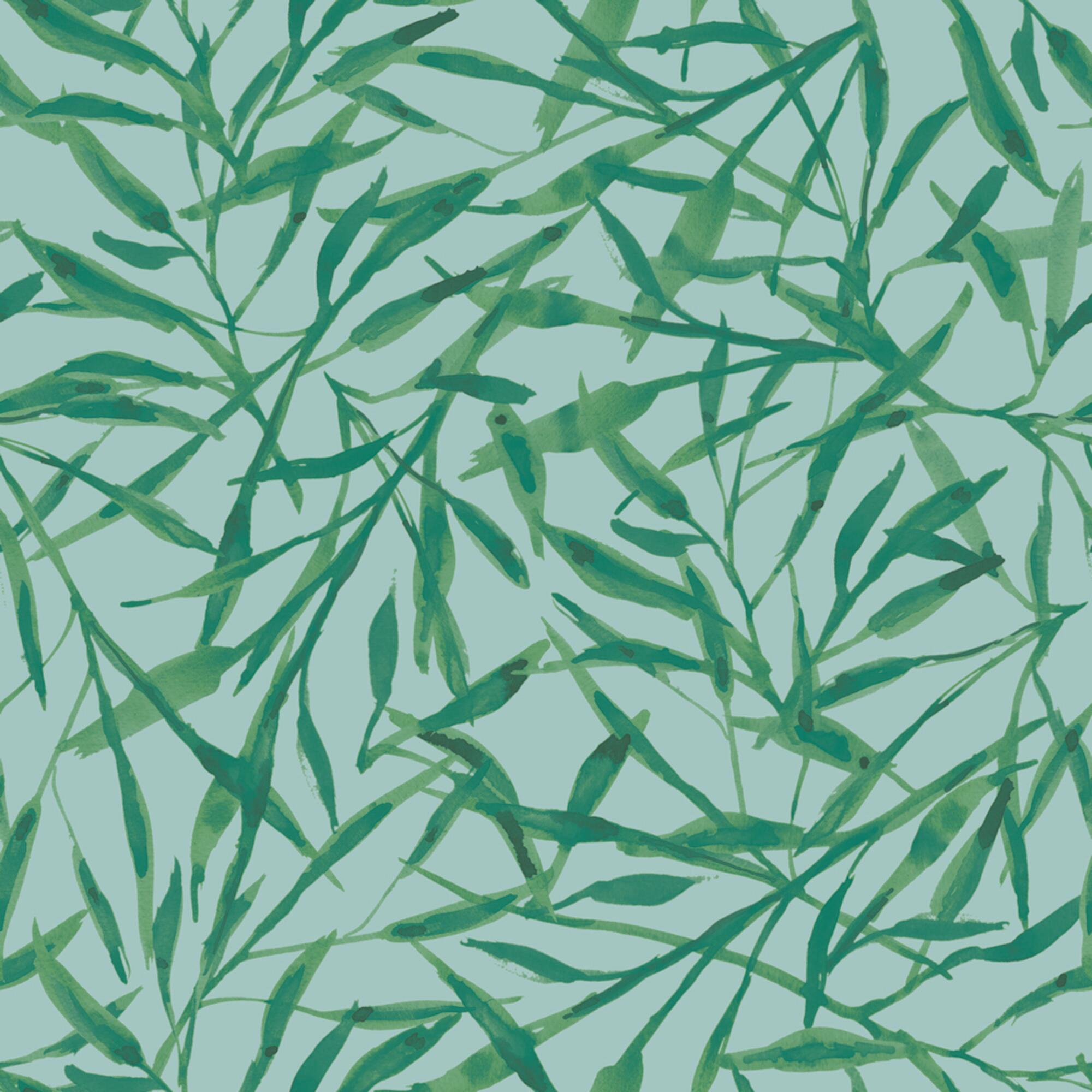 Sea Green Watercolor Leaves Peel And Stick Wallpaper by World Market